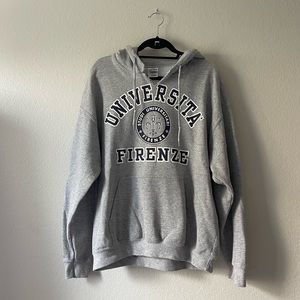 Vintage Gildan Grey University of Firenze Hoodie Sweatshirt